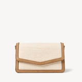 Eliza Clutch Ivory Raffia & Cappuccino Suede