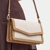 Eliza Clutch Ivory Raffia & Cappuccino Suede