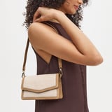 Eliza Clutch Ivory Raffia & Cappuccino Suede