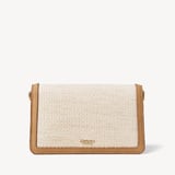 Eliza Clutch Ivory Raffia & Cappuccino Suede