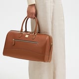 Connaught Flight Work Bag Tan Saffiano with Gold Hardware
