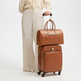 Connaught Flight Work Bag Tan Saffiano with Gold Hardware