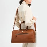 Connaught Flight Work Bag Tan Saffiano with Gold Hardware
