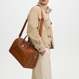 Connaught Flight Work Bag Tan Saffiano with Gold Hardware