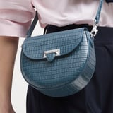 Portobello Crossbody Deep Shine Peacock Blue Small Croc