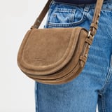 Small Stella Satchel Crossbody Camel Suede