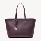 Zipped East West Tote with Shield Charm Fig Pebble