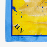 Sunflowers & Butterflies Silk Scarf Yellow & Blue Pure Silk