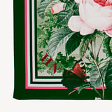 Roses of the Orient Silk Scarf Pink & Green Pure Silk