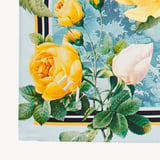 Roses of the Orient Silk Scarf Yellow & Blue Pure Silk