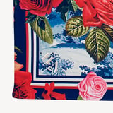 Roses of the Orient Silk Scarf Red & Navy Pure Silk