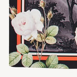 Roses of the Orient Silk Scarf Black & White Pure Silk
