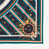 Leo Zodiac Silk Scarf Navy Pure Silk