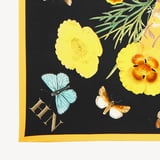 Botanical 'A' Silk Scarf Black & Gold Pure Silk