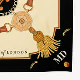 Aspinal Signature Shield Silk Scarf Black Pure Silk