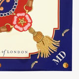 Aspinal Signature Shield Silk Scarf Blue Pure Silk
