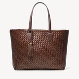 Large Island Tote Chocolate Woven Leather