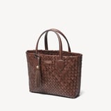 Small Island Tote Chocolate Woven Leather