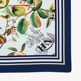 Tigers & Leopards Silk Scarf Teal Pure Silk