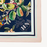 Tigers & Leopards Silk Scarf Navy Pure Silk