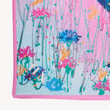 Our Planet of Bees Silk Scarf Candy Pink & Cornflower Blue Pure Silk