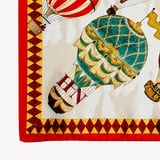 Hot Air Balloon Silk Scarf Red Pure Silk