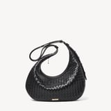 Soho Large Crescent Black Woven Leather