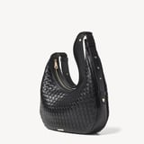 Soho Large Crescent Black Woven Leather