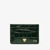 Slim Credit Card Holder Deep Shine Evergreen Croc