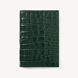 A5 Refillable Luxury Journal Deep Shine Evergreen Croc with Soft Suede Lining