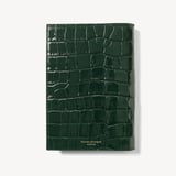 A5 Refillable Luxury Journal Deep Shine Evergreen Croc with Soft Suede Lining