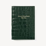 A5 Refillable Luxury Journal Deep Shine Evergreen Croc with Soft Suede Lining
