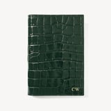 A5 Refillable Luxury Journal Deep Shine Evergreen Croc with Soft Suede Lining