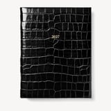 2027 A4 Day to Page Diary Deep Shine Black Croc