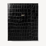 2027 A4 Week to View Diary Deep Shine Black Croc