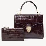 Mayfair® Coin & Card Wallet Deep Shine Dark Amazon Brown Croc