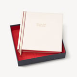 14-inch Wedding Photo Album Off-White Pebble with Red Moire Silk Lining