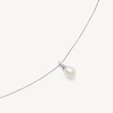 Diamond & Pearl Pendant Necklace 0.03ct Diamond