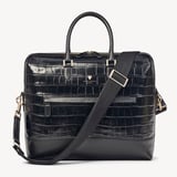 City Structured Briefcase Deep Shine Black Soft Croc