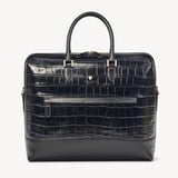 City Structured Briefcase Deep Shine Black Soft Croc