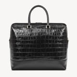 City Structured Briefcase Deep Shine Black Soft Croc