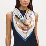 Edwardian Garden Silk Scarf Sky Blue Pure Silk