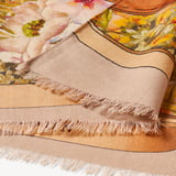 Merino & Silk Stole Putty Edwardian Garden 