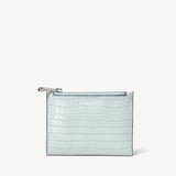 Small Essential Flat Pouch Deep Shine Pool Blue Small Croc