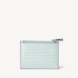 Small Essential Flat Pouch Deep Shine Pool Blue Small Croc