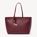 Zipped East West Tote with Shield Charm Garnet Pebble