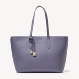 Zipped East West Tote with Shield Charm Dusky Blue Pebble