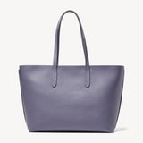 Zipped East West Tote with Shield Charm Dusky Blue Pebble