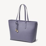 Zipped East West Tote with Shield Charm Dusky Blue Pebble