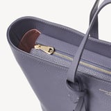 Zipped East West Tote with Shield Charm Dusky Blue Pebble